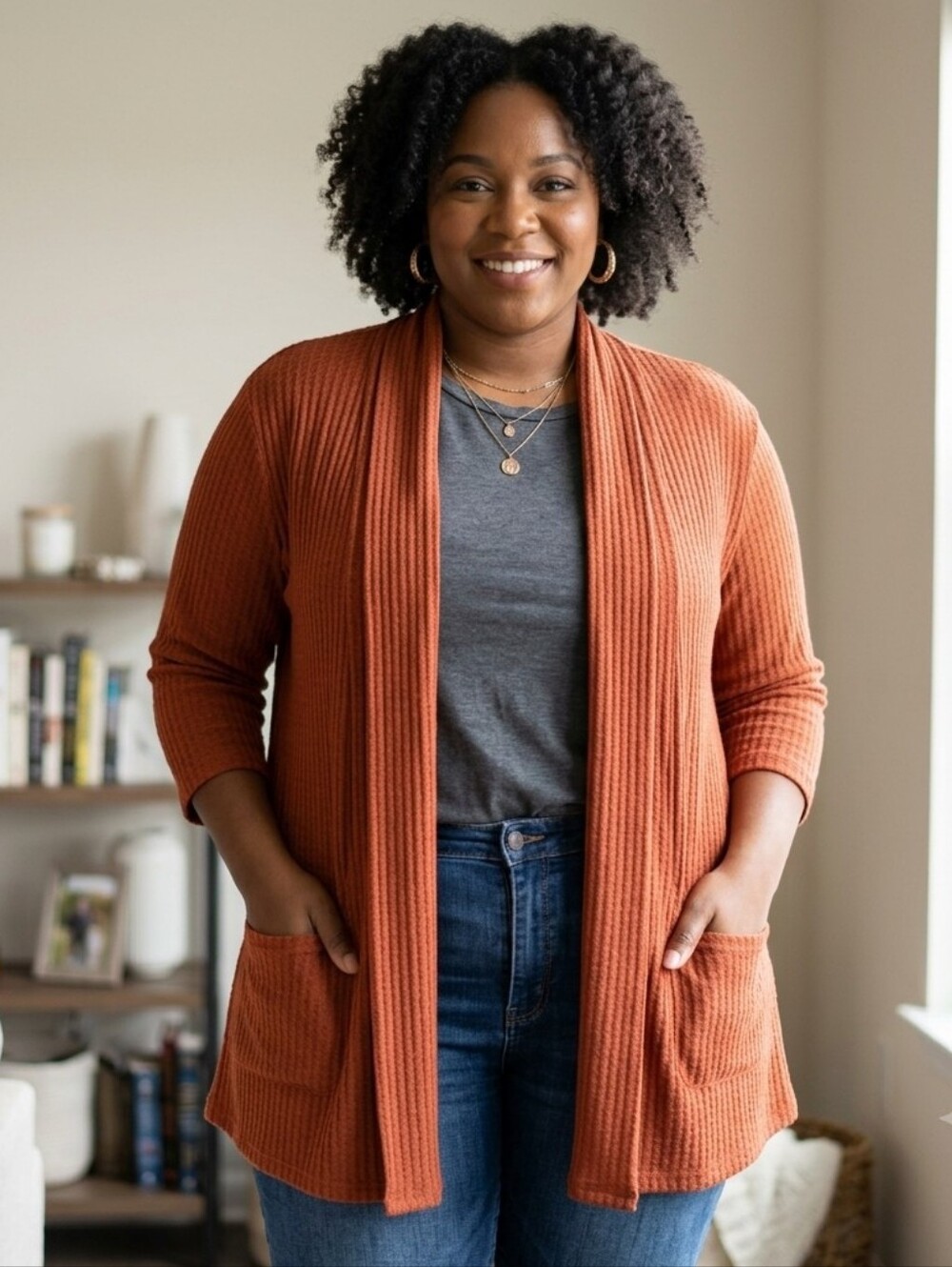 Rust Cardigan for Women Size M